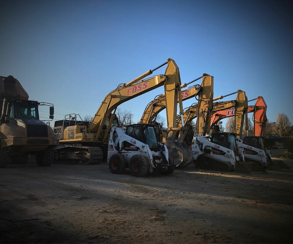 Dozers lined up in yard